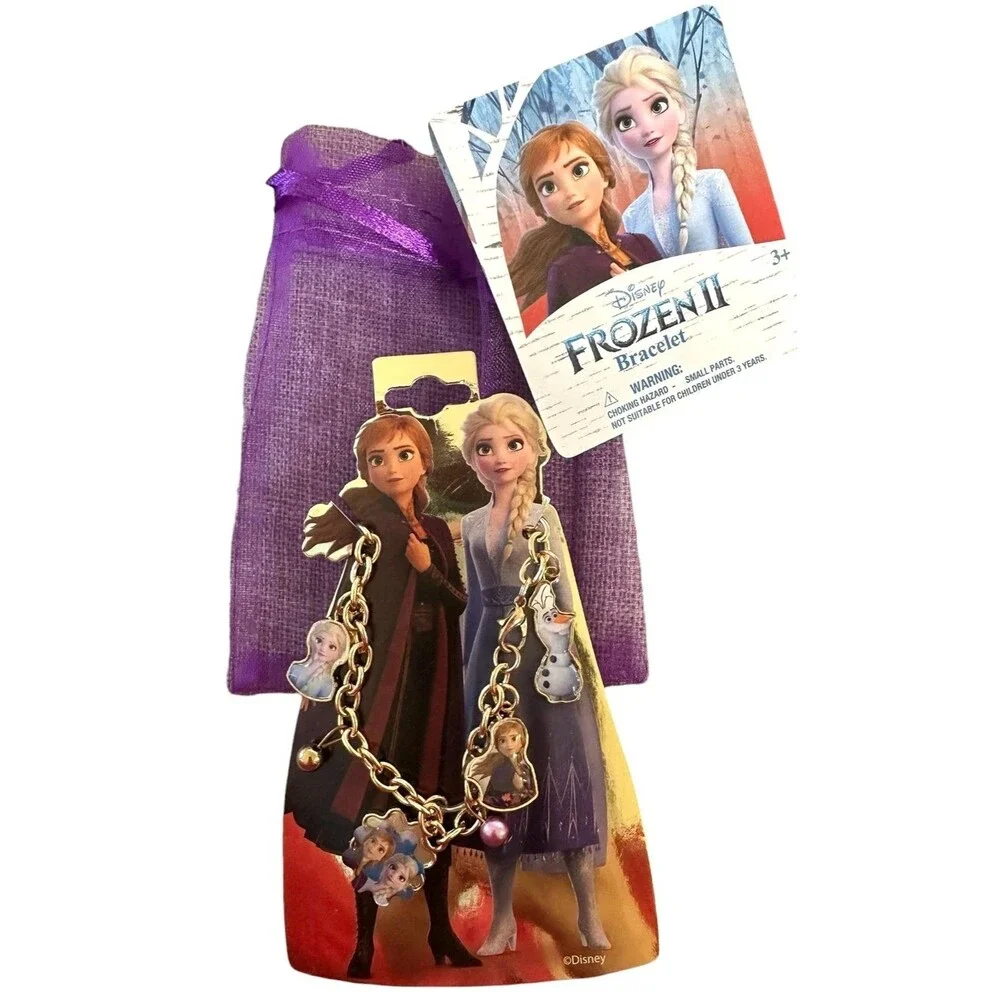 2 Pack Frozen II Add A Charm Bracelets w/ Elsa, Anna, Olaf Charms - Gift Package